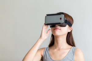 Woman wearing VR glasses
